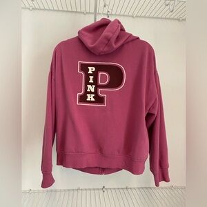 Victoria's Secret Pink red violet ivy fleece full zip hoodie medium NEW
